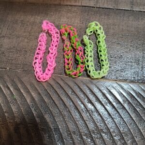 Handmade Wicked-Inspired Pink & Green Bracelet Set (3 Bracelets) - Size 5 Inches
